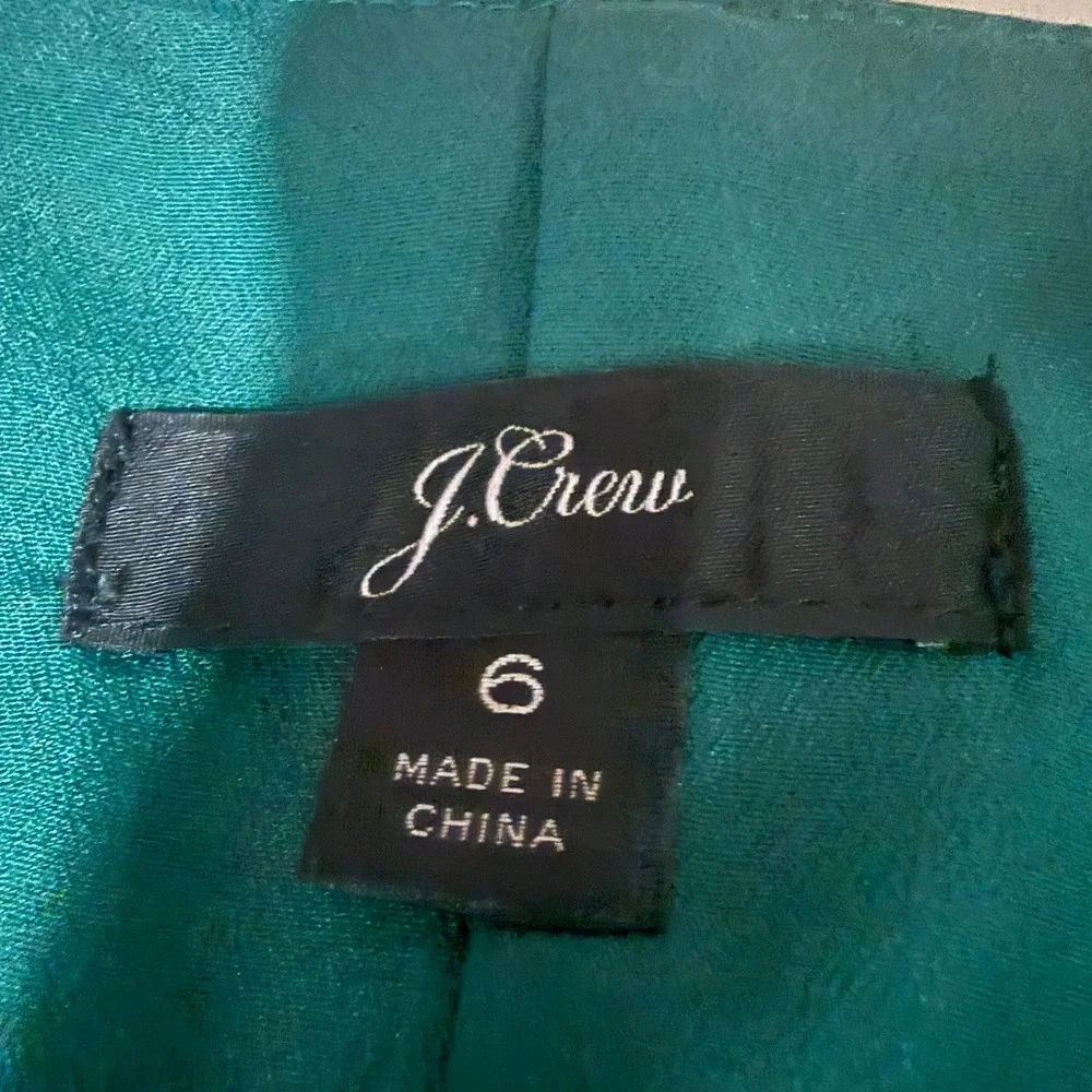 J. Crew Midi Hammock Dress Womens 6 Green Excellent Satin Button Front V-Neck